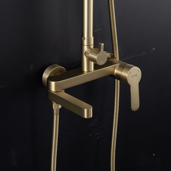 Душевая система 35к G2499-33 GAPPO нерж. сталь, лейка &amp;quot;Тропический душ&amp;quot;, ЗОЛОТО сатин - G2499-33 