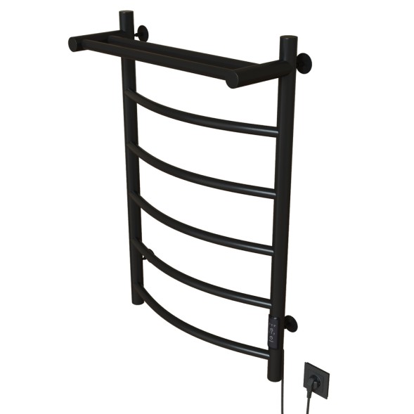 Полотенцесушитель MIXLINE CAPELLA  80х50 (таймер, 336Вт, 5 перекладин + ПОЛКА) электрический ЧЕРНЫЙ - ML-556353 