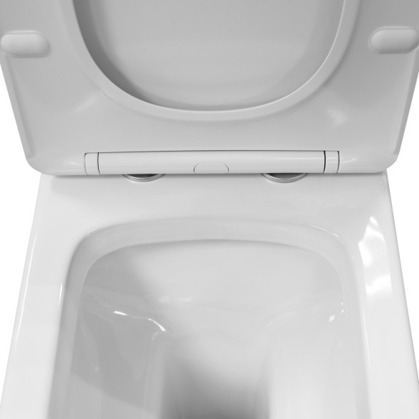 Унитаз напольный Azario Vero безободковый моноблок Горизонтальный слив, сиденье дюропласт микролифт 675x370x785 (AZ-8608)