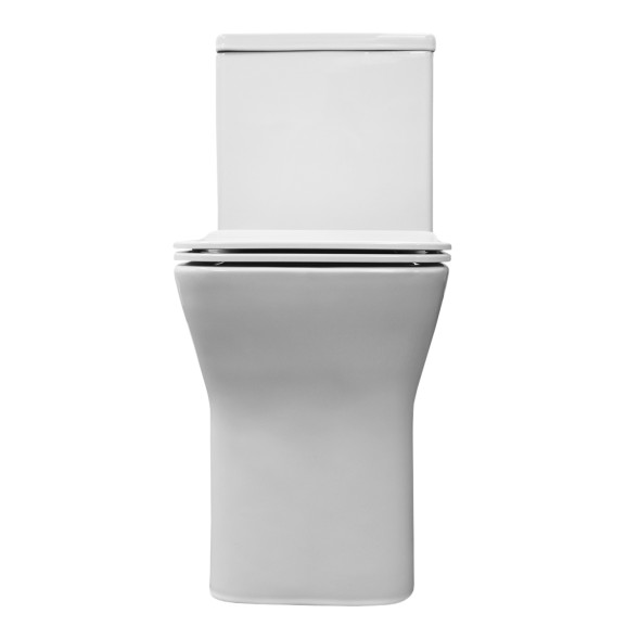 Унитаз напольный Azario Vero безободковый моноблок Горизонтальный слив, сиденье дюропласт микролифт 675x370x785 (AZ-8608)