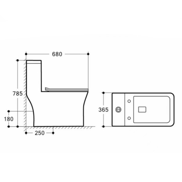 Унитаз напольный Azario Vero безободковый моноблок Горизонтальный слив, сиденье дюропласт микролифт 675x370x785 (AZ-8608)