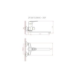 Смеситель для ванны и раковины 40к CN2204 CRON L-излив 300мм,  ХРОМ - CN2204 