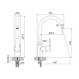 Смеситель для кухни 35к IDDIS CUBSBJ0i05 "Cuba" высокий пов. излив ХРОМ - CUBSBJ0i05