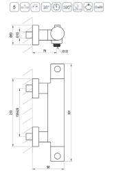 Смеситель для душа Ravak Puri PU 033.20/150 с термостатом, черный матовый (X070188)