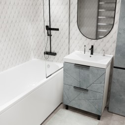 Тумба д/ванной &amp;quot;Гранд-60&amp;quot; Бетон под раковину Fest-60 (Sanita Lux) (ПВХ) - 553026 