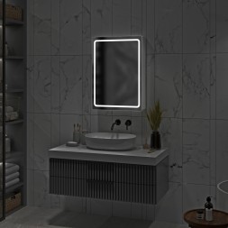 Зеркальный шкаф MIXLINE &amp;quot;Симпл&amp;quot; 500*700 (ШВ) универсальный,механический выкл., светодиодная подсветк - МВК397 