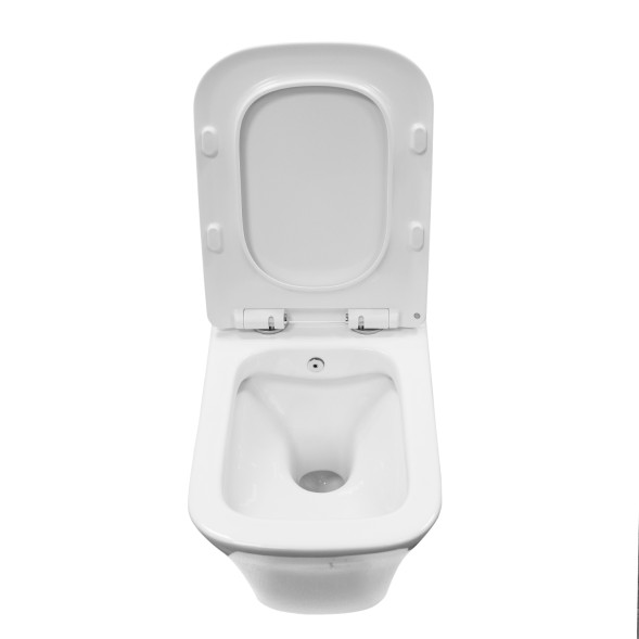 Унитаз подвесной Azario Nove безободковый, P-образной формы, Горизонтальный слив, сиденье дюропласт микролифт c функцией биде 535x360x365 (AZ-9321B)