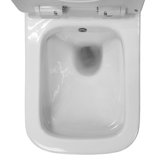 Унитаз подвесной Azario Nove безободковый, P-образной формы, Горизонтальный слив, сиденье дюропласт микролифт c функцией биде 535x360x365 (AZ-9321B)