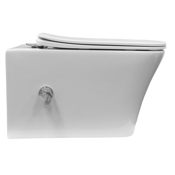 Унитаз подвесной Azario Nove безободковый, P-образной формы, Горизонтальный слив, сиденье дюропласт микролифт c функцией биде 535x360x365 (AZ-9321B)