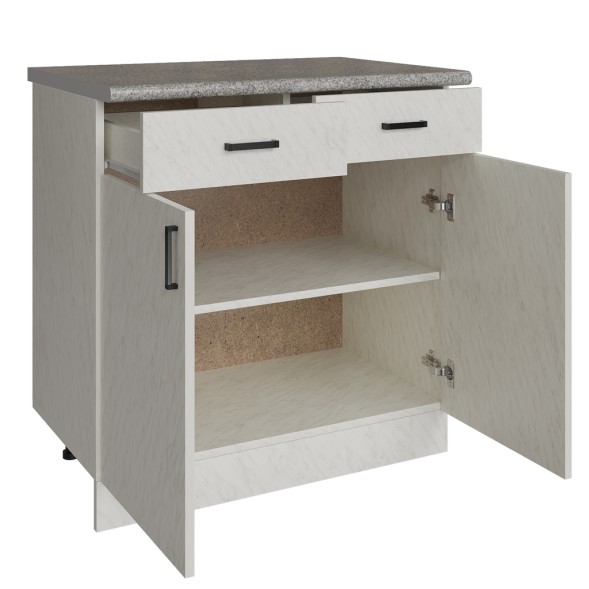 Стол разделочный 80 белый мрамор (2 ящика) - 523302 