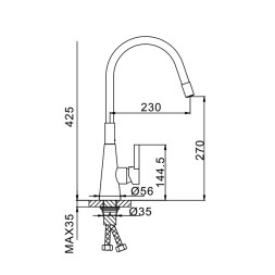 Смеситель для кухни 35к F4153 FRAP без излива (п/гайку, хром, латунь) - F4153 