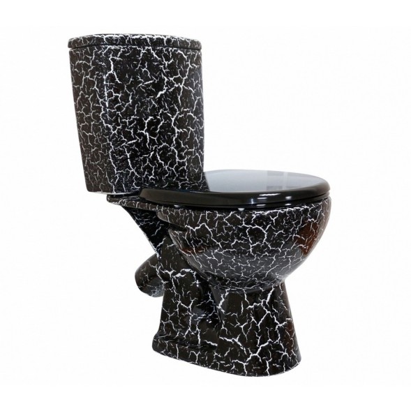 Унитаз-компакт &amp;quot;Уют&amp;quot; черный кракелюр (косой, нижн, сид полип, 2-кн арм) (Rosa) - 4610119200022 