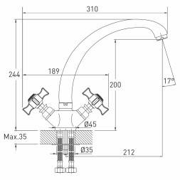 Смеситель для кухни 1/2 кер. MIXLINE ML30-031 &amp;quot;Classic&amp;quot; низкий излив - ML30-031 