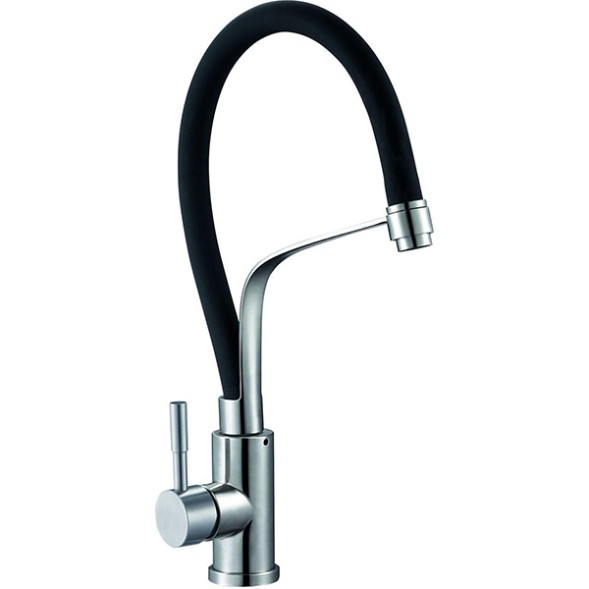 Смеситель для кухни 35к Glauf ZAP4-D090 НЕРЖ гибкий излив, бок. ручка, п/гайку - ZAP4-D090 