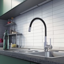 Смеситель для кухни 35к Milardo M01SB0FM05 &amp;quot;Meal&amp;quot; гибкий излив ХРОМ-ЧЕРНЫЙ - M01SB0FM05 