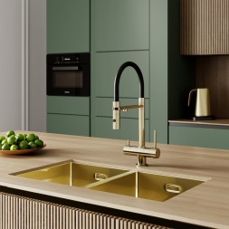 Смеситель для кухни 35к IDDIS ACEMGFFi05 "Ace" высокий, 3 в1, вых. д/пит. фильтра, душ  ЗОЛОТО мат - ACEMGFFi05