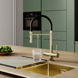 Смеситель для кухни 35к IDDIS ACEMGFFi05 "Ace" высокий, 3 в1, вых. д/пит. фильтра, душ  ЗОЛОТО мат - ACEMGFFi05