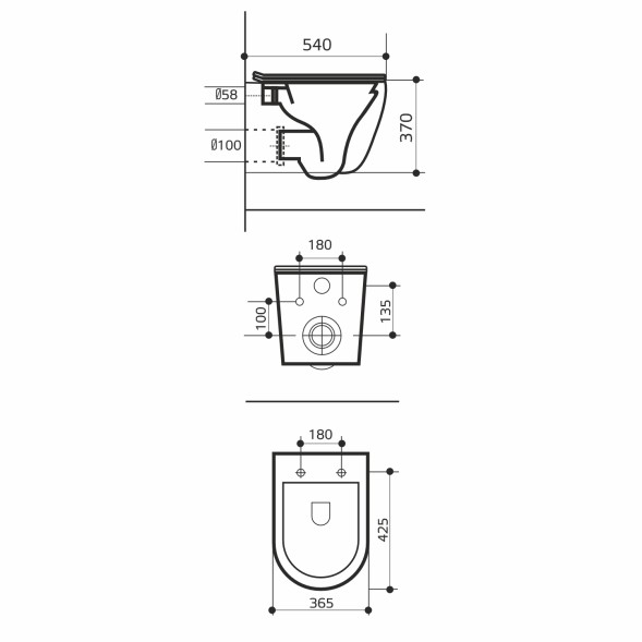 Унитаз подвесной безободковый WAVE KORAL Tornado1.0, сид. дюропласт,м/л,быстр,БЕЛЫЙ глянец (XL) - 551736 