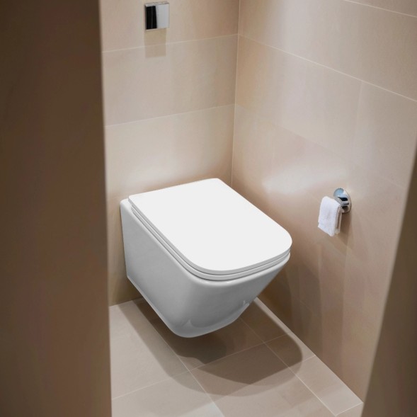 Унитаз подвесной Azario Armonia с системой смыва Tornado, безободковый с сиденьем микролифт 490*340*360 (AZ-2403)