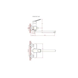 Смеситель для ванны и раковины 40к CN22337 CRON L-излив 400 мм, с душ. аксессуарами ХРОМ - CN22337 