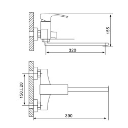 Смеситель для ванны и раковины 35к G2207-7 GAPPO див корп L-нос, БЕЛЫЙ-ХРОМ - G2207-7 