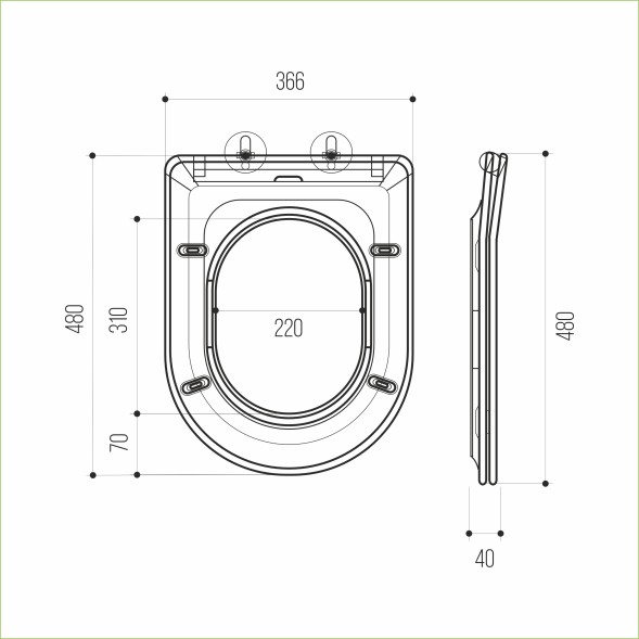 Унитаз подвесной безободковый WAVE LARA сид. дюропласт, м/л, быстр, БЕЛЫЙ глянец (XL) - 551738 