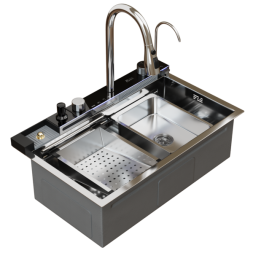 Мойка настол.монтаж 75х46 (3,0) вып 3 1/2  MIXLINE PRO 21,5см V2.0 (сатин) сиф+доз+смес+кол+д/р+о/с - 554163