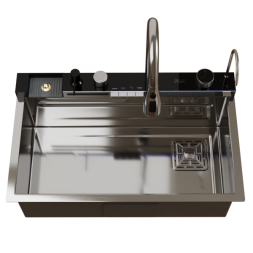 Мойка настол.монтаж 75х46 (3,0) вып 3 1/2  MIXLINE PRO 21,5см V2.0 (сатин) сиф+доз+смес+кол+д/р+о/с - 554163