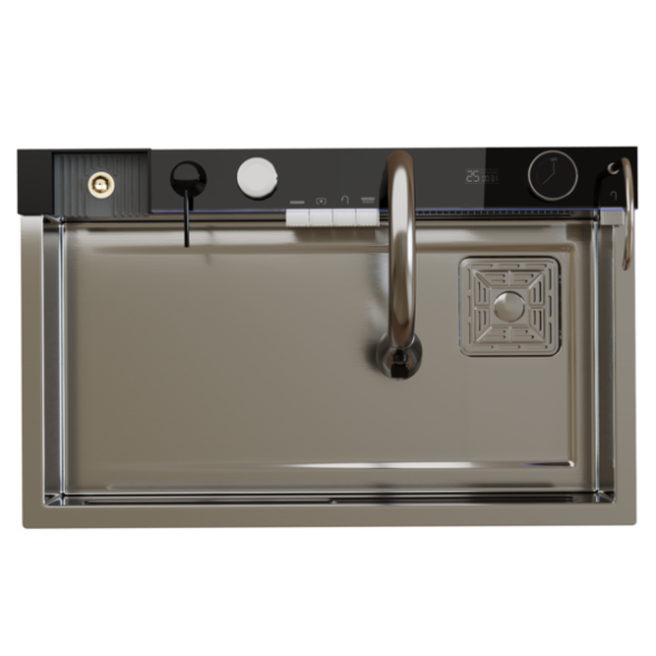 Мойка настол.монтаж 75х46 (3,0) вып 3 1/2  MIXLINE PRO 21,5см V2.0 (сатин) сиф+доз+смес+кол+д/р+о/с - 554163 