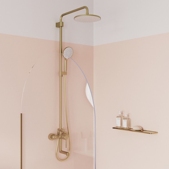 Душевая система 35к IDDIS AIGMG3Fi06 &amp;quot;Aiger&amp;quot; лейка &amp;quot;Тропический душ&amp;quot;, ЗОЛОТО матовый - AIGMG3Fi06 