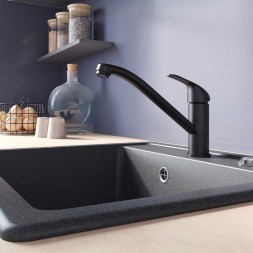 Смеситель для кухни 35к Milardo M02BLR0M05 &amp;quot;Meal&amp;quot;  длинный пов. излив ЧЕРНЫЙ матовый - M02BLR0M05 