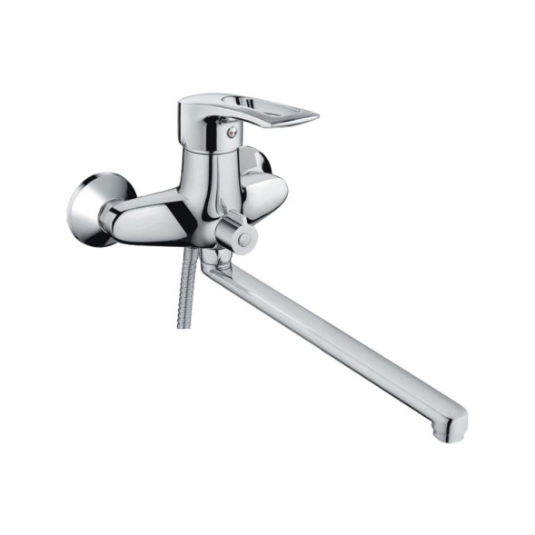 Смеситель для ванны и раковины 40к CN2266 CRON L-излив 300 мм, с душ. аксессуарами ХРОМ - CN2266 