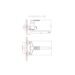 Смеситель для ванны и раковины 40к CN2266 CRON L-излив 300 мм, с душ. аксессуарами ХРОМ - CN2266 