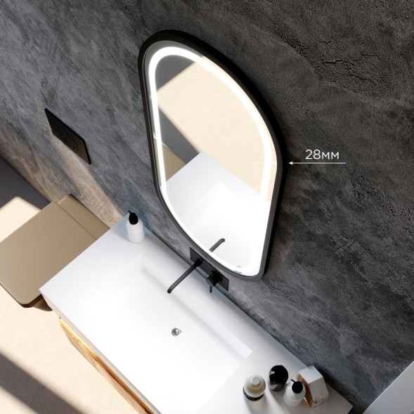 Зеркало MIXLINE &amp;quot;Виола-лофт&amp;quot; 500*1000 (ШВ) пластик. рама, сенсорный выключатель, гор/верт крепеж - LED-00002430 