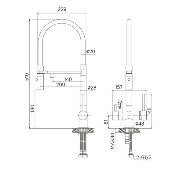 Смеситель для кухни 35к IDDIS ACEBLFFi05 &amp;quot;Ace&amp;quot; высокий, 3 в1, вых. д/пит. фильтра, душ ЧЕРНЫЙ мат. - ACEBLFFi05 
