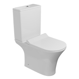 Унитаз-компакт безободковый WAVE STAR гориз, нижн, 2-кн.арм, сид. полипр, м/л, быстр, БЕЛЫЙ глянец - 552973 