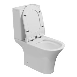 Унитаз-компакт безободковый WAVE STAR гориз, нижн, 2-кн.арм, сид. полипр, м/л, быстр, БЕЛЫЙ глянец - 552973 