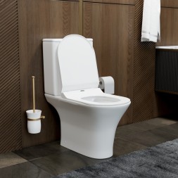 Унитаз-компакт безободковый WAVE STAR гориз, нижн, 2-кн.арм, сид. полипр, м/л, быстр, БЕЛЫЙ глянец - 552973 