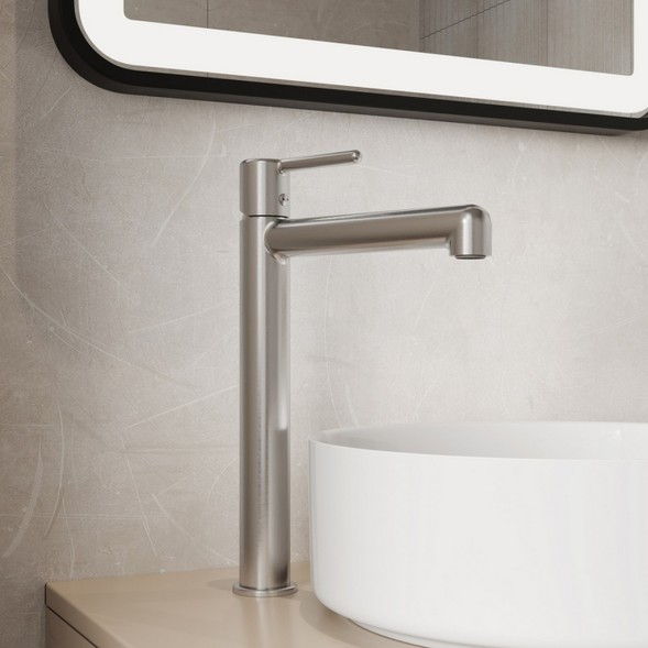 Смеситель для раковины 26к IDDIS AIGBC01i01 &amp;quot;Aiger&amp;quot; высокий, литой, п/гайку ХРОМ матовый - AIGBC01i01 