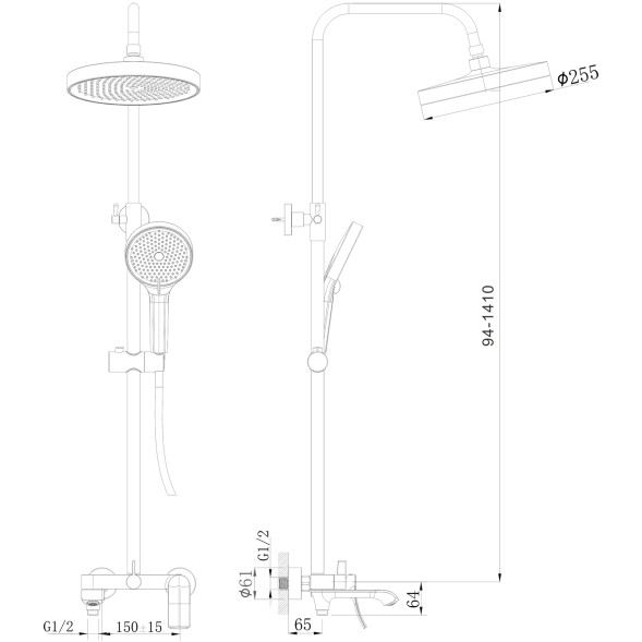 Душевая система 35к HB24553-3 HAIBA лейка &amp;quot;Тропический душ&amp;quot; оружейная сталь - HB24553-3 