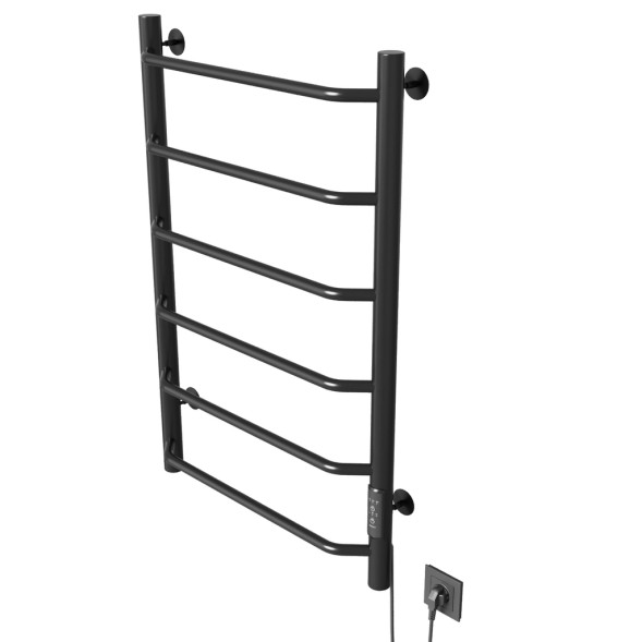 Полотенцесушитель MIXLINE MIRA  80х50 (таймер, 253 Вт, 6 перекладин) электрический ЧЕРНЫЙ - ML-556351 