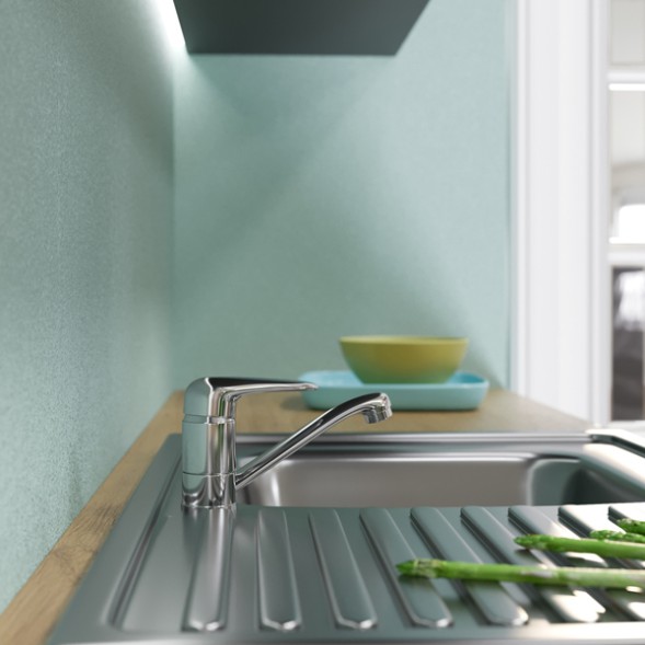 Смеситель для кухни 40k MIXLINE ML08-031 короткий излив б/отв п/шпильку (без подводки) - ML08-031 