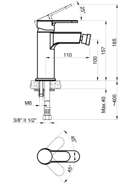 Смеситель для биде AZARIO TEVIS, хром (AZ-15496601)
