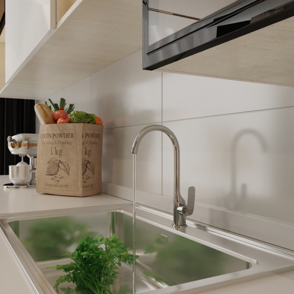 Смеситель для кухни 30k MIXLINE ML21-032 &amp;quot;Elegant&amp;quot; высокий излив боковая ручка - ML21-032 