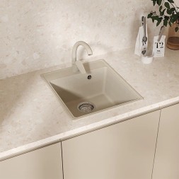 Мойкa ML-GMU02 УЛЬТРА прямоугольная, бежевый камень, 425*485 мм (глуб. чаши 175) - 00-001399 