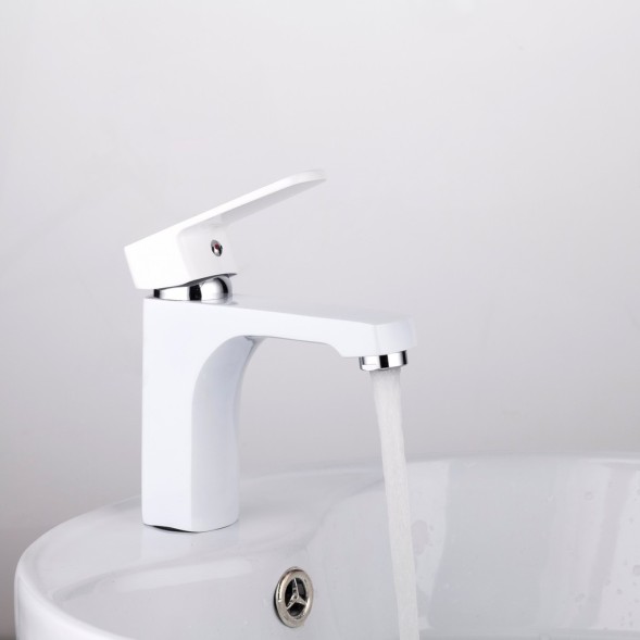 Смеситель для раковины 35к R10301-2 FRUD п/гайку Белый+хром - R10301-2 