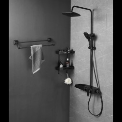 Душевая система AZARIO с поворотным изливом, керамический картридж, черный матовый (AZ-801-2B)