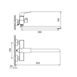 Смеситель для ванны и раковины 35к G2250-8 GAPPO L-излив, ХРОМ - G2250-8 