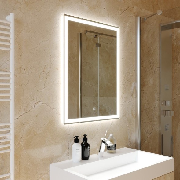 Зеркало MIXLINE &amp;quot;Норма-Лайт&amp;quot; 600*800 (ШВ) ал. профиль, сенсорный выключатель,светодиодная подсветка - LED-00002574 