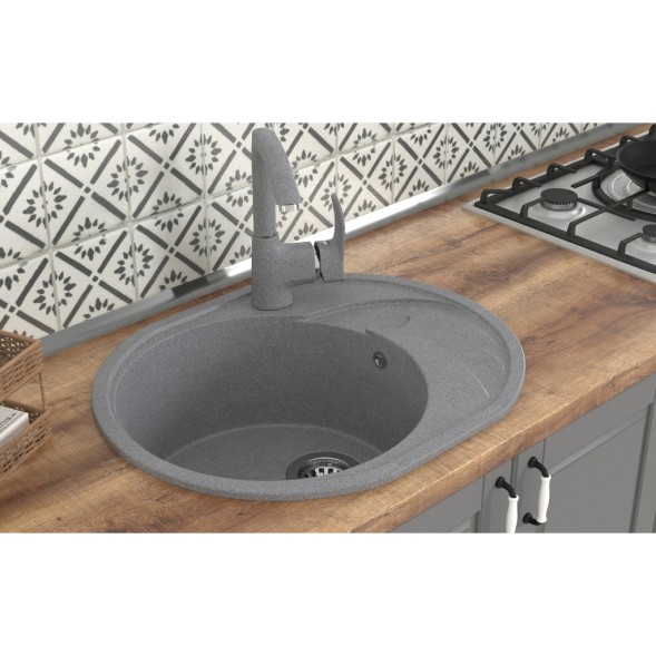 Мойка ML-GMS08 СТАНДАРТ овальная с крылом, темно-серый (309), 570*460*170мм - 00-00002564 